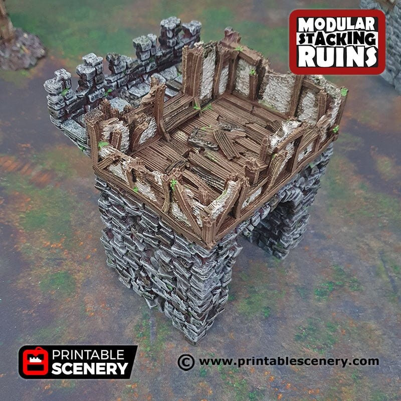Ruined Gatehouse Entrance Gate - Shadowfey Ruins, DnD, Pathfinder 15mm, 28mm, 32mm, wargaming scenery, tabletop terrain, building