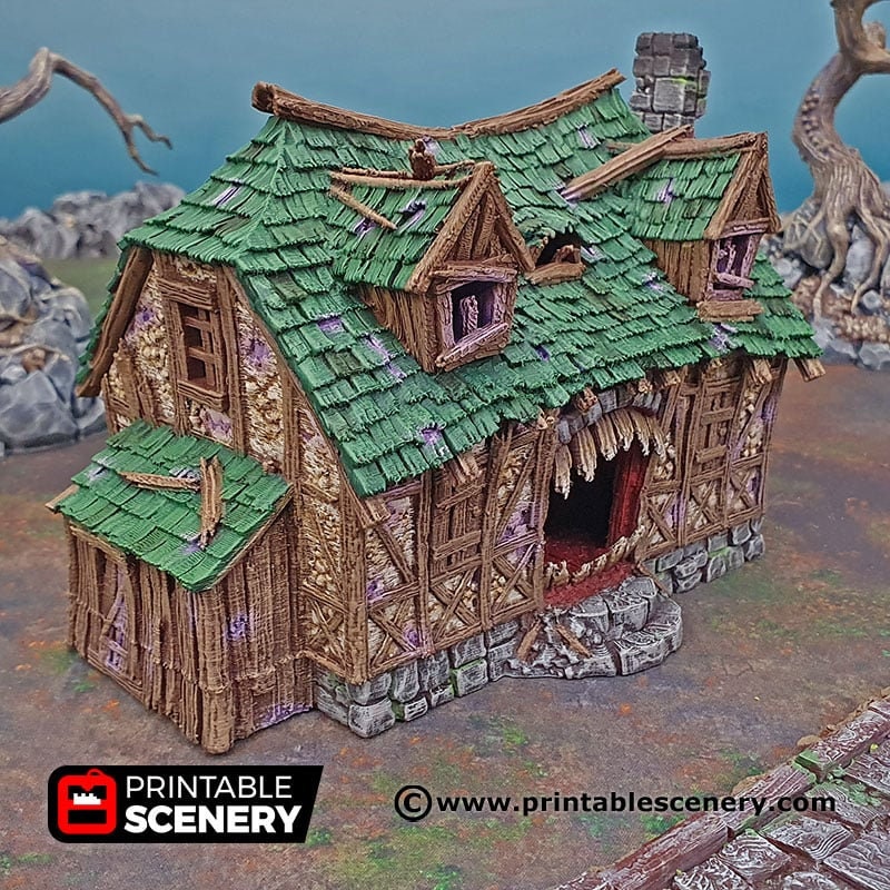 Mimic House - Shadowfey Ruins, DnD, Pathfinder 15mm, 28mm, 32mm, wargaming terrain, haunted, scatter, building, medieval