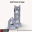 Bell Tower and Sept - Shadowfey Ruins, DnD, Pathfinder 15mm, 28mm, 32mm, wargaming scenery, belltower, building, D&D