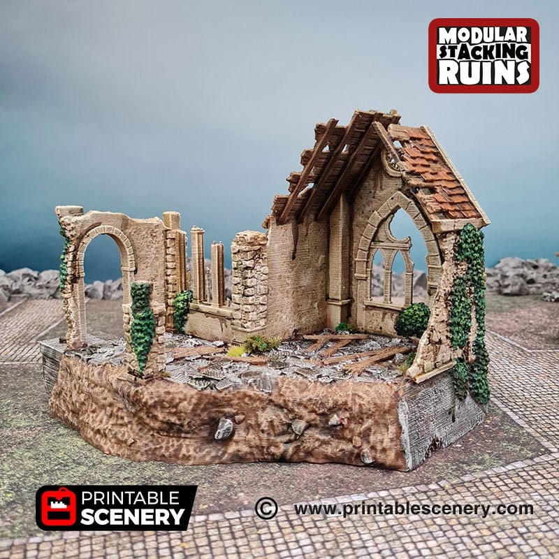 Bell Tower and Sept - Shadowfey Ruins, DnD, Pathfinder 15mm, 28mm, 32mm, wargaming scenery, belltower, building, D&D