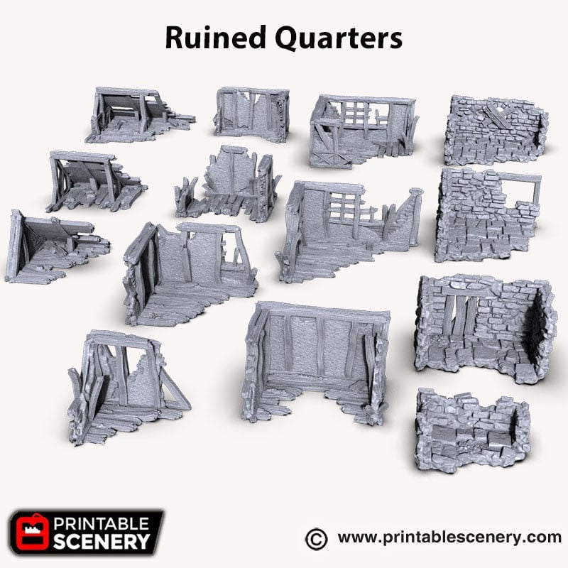 Ruined Quarter - Shadowfey Ruins, DnD, Pathfinder, modular, 15mm, 28mm, 32mm, wargaming scenery, belltower, building, D&D