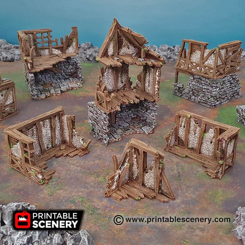 Ruined Quarter - Shadowfey Ruins, DnD, Pathfinder, modular, 15mm, 28mm, 32mm, wargaming scenery, belltower, building, D&D