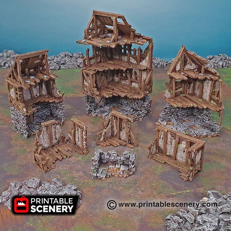 Ruined Quarter - Shadowfey Ruins, DnD, Pathfinder, modular, 15mm, 28mm, 32mm, wargaming scenery, belltower, building, D&D
