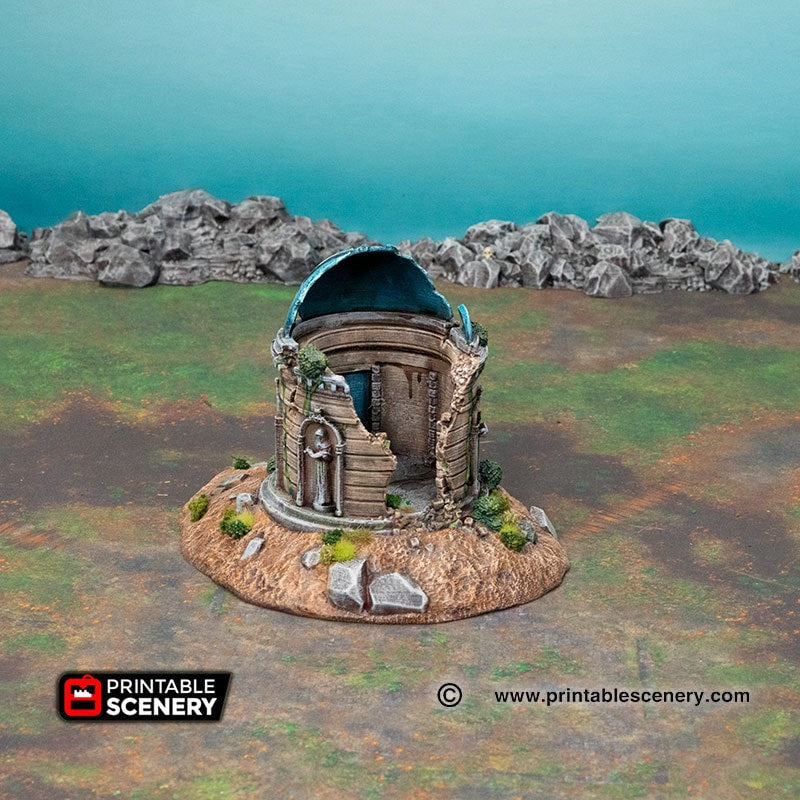 Hallowed Mausoleum with Dome - Shadowfey Ruins, DnD, Pathfinder, 15mm, 28mm, 32mm, wargaming scenery, graveyard, cemetery, D&D