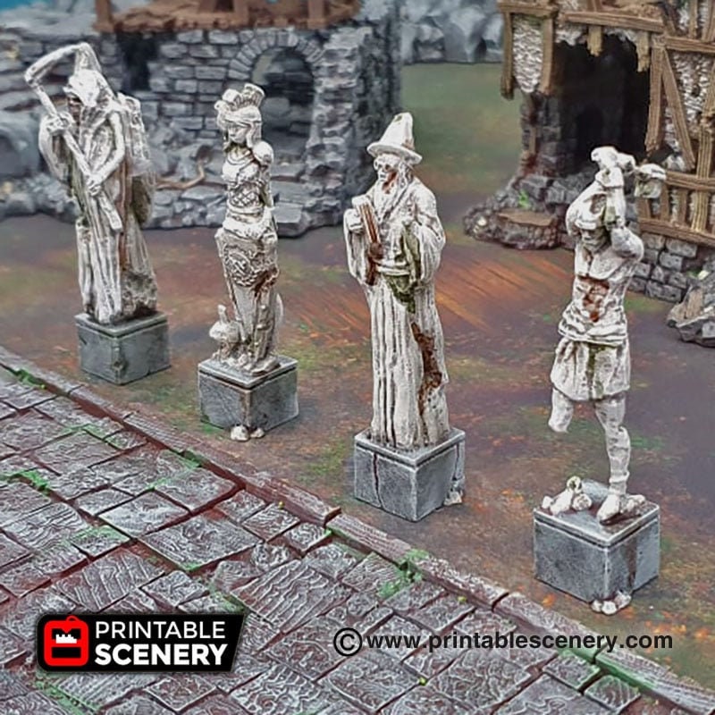 Guardian Statues - Shadowfey Ruins, DnD, Pathfinder, 15mm, 28mm, 32mm, wargaming terrain, scatter, sculpture, D&D, scenery