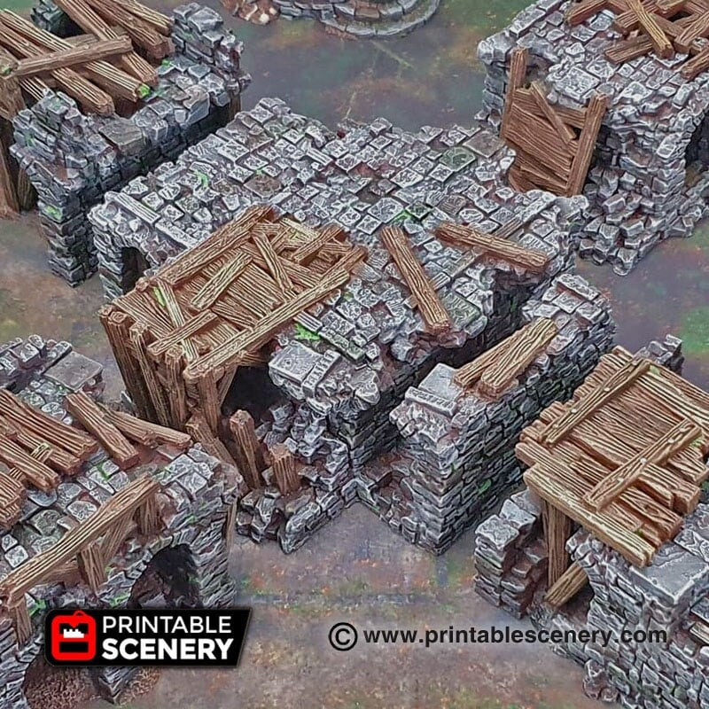 Ruined Bridge Spans - Shadowfey Ruins, DnD, Pathfinder, 15mm, 28mm, 32mm, wargaming terrain, scatter, causeway, D&D, scenery