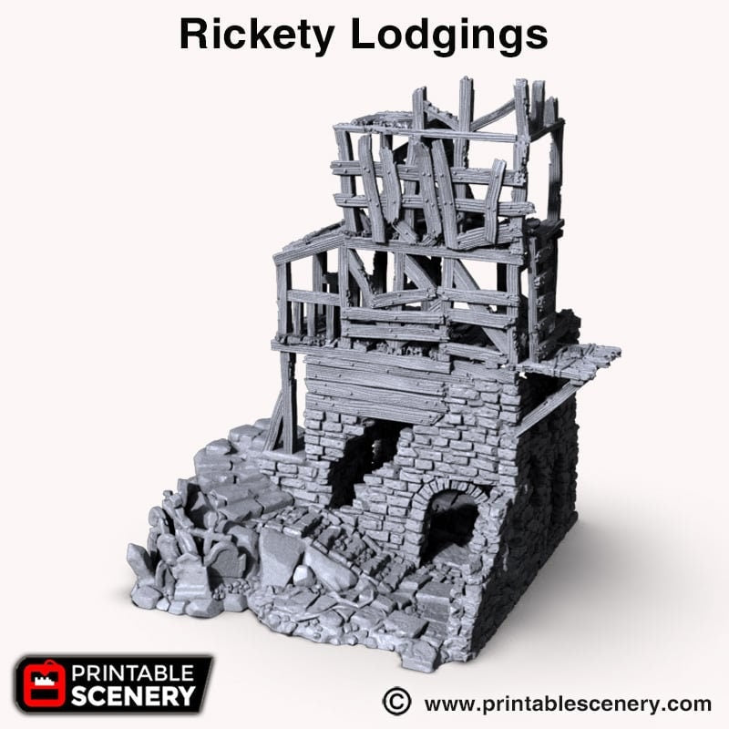 Rickety Lodgings - Shadowfey Ruins, DnD, Pathfinder 15mm, 28mm, 32mm, wargaming terrain, modular building, D&D bolt action