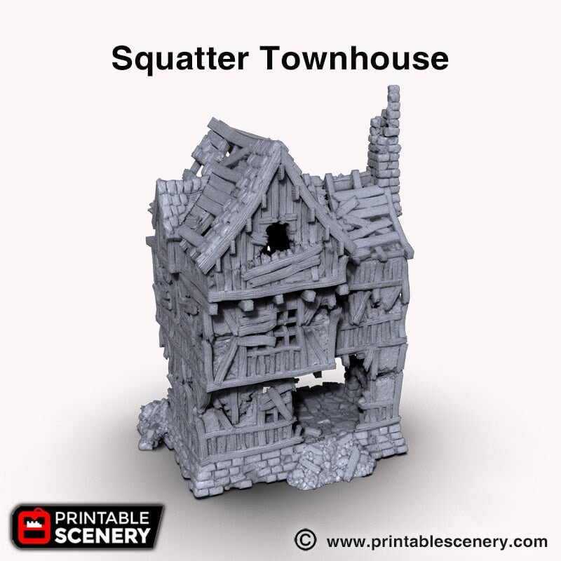 Squatter Townhouse - Shadowfey Ruins, DnD, Pathfinder 15mm, 28mm, 32mm, wargaming terrain, modular building, D&D bolt action