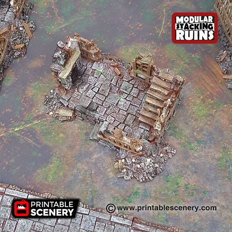 Squatter Townhouse - Shadowfey Ruins, DnD, Pathfinder 15mm, 28mm, 32mm, wargaming terrain, modular building, D&D bolt action