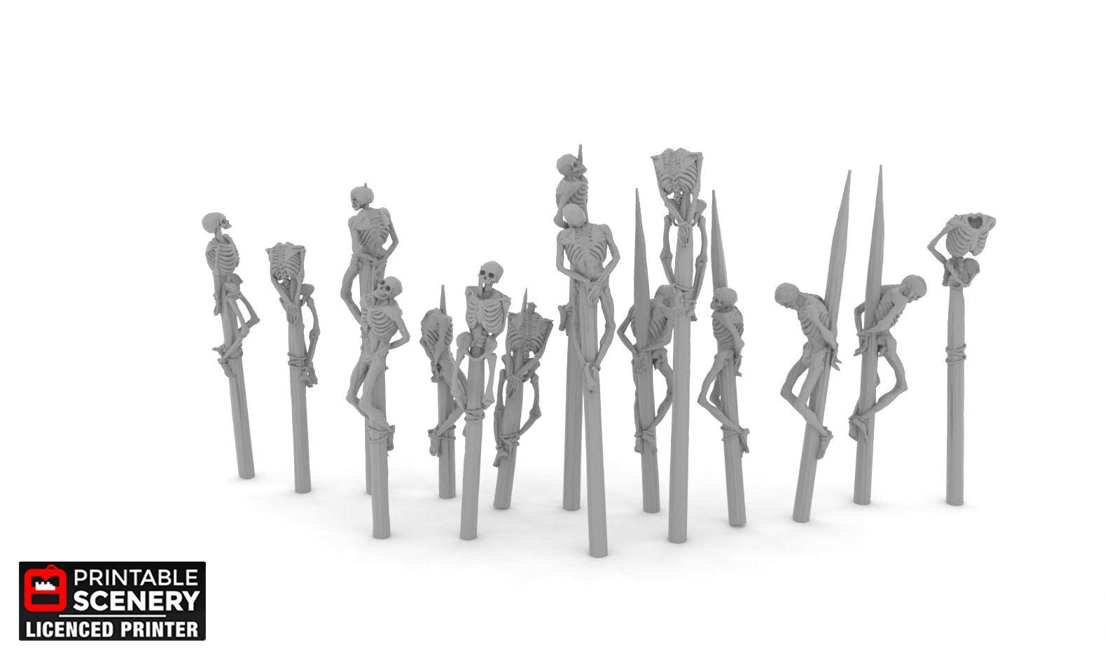 Impaled Skeletons - Shadowfey Ruins, DnD, Pathfinder, 15mm, 28mm, 32mm, wargaming terrain, scatter, D&D, graveyard, cemetery