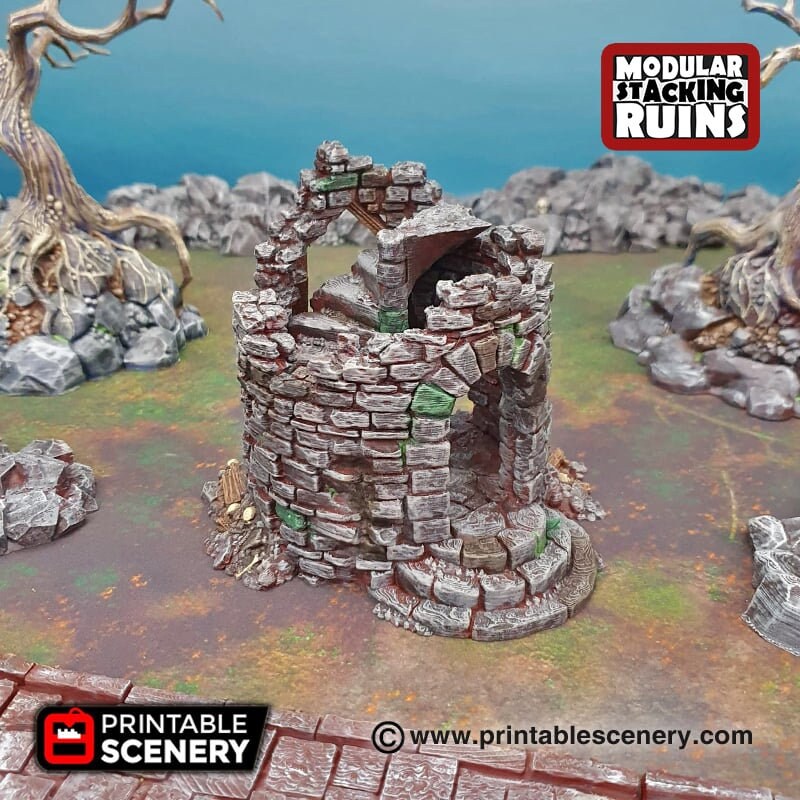 Hermit's Tower - Shadowfey Ruins, DnD, Pathfinder 15mm, 28mm, 32mm, wargaming terrain, modular building, D&D bolt action, wizard