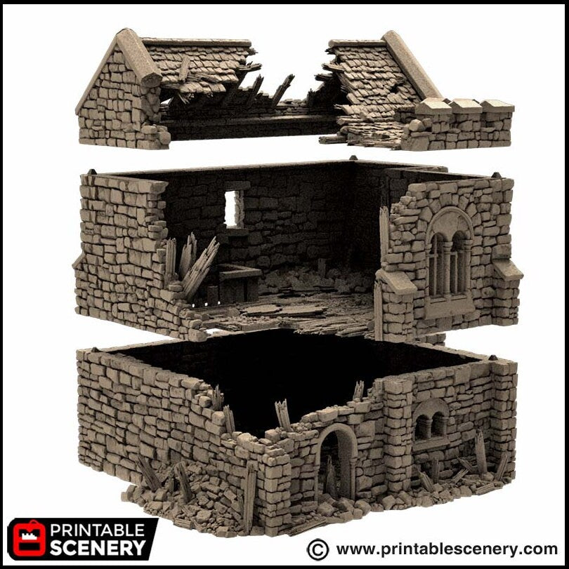 Ruined Norman Keep - King and Country, DnD, Pathfinder, 15mm, 28mm, 32mm, wargaming terrain, scatter scenery D&D medieval castle
