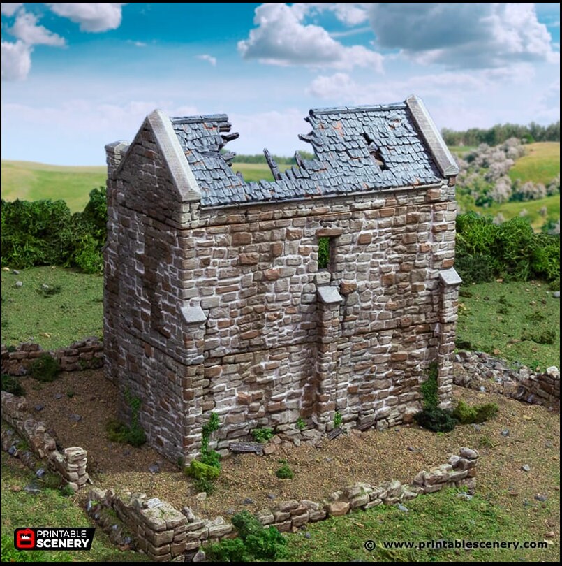 Ruined Norman Keep - King and Country, DnD, Pathfinder, 15mm, 28mm, 32mm, wargaming terrain, scatter scenery D&D medieval castle