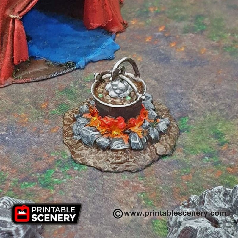 Traveller's Camp - Shadowfey Wilds, DnD 5E, Pathfinder 2E 15mm, 28mm, 32mm, wargaming terrain, scatter scenery, D&D bolt action