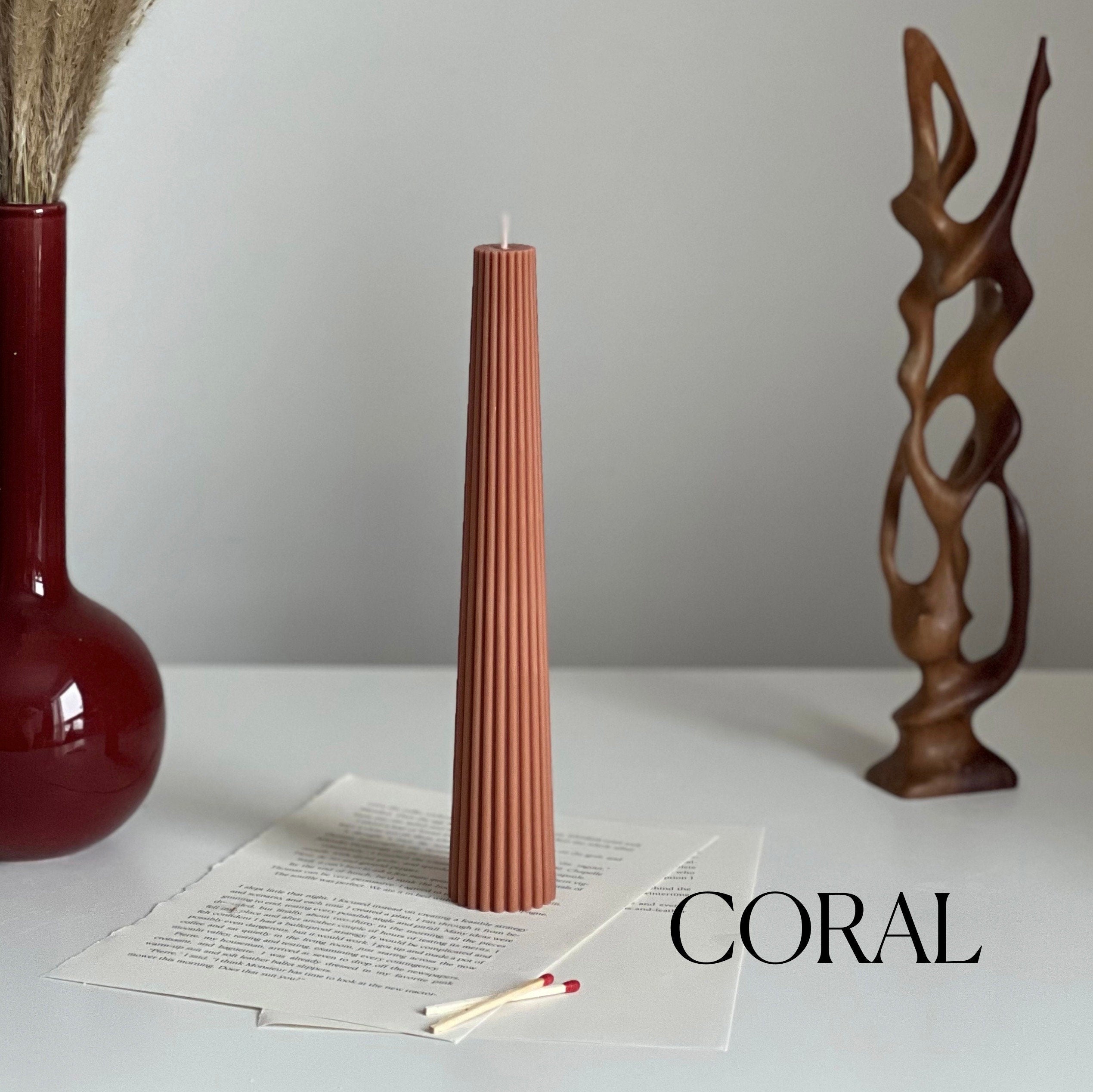 Greko Column Soy Wax Candle: Ribbed Pillar, Decorative Taper