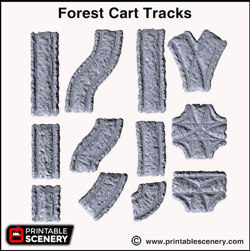 Forest Cart Tracks 12pc - Shadowfey Wilds, DnD 5E, Pathfinder 2E 15mm, 28mm, 32mm, wargaming terrain, scatter scenery, D&D