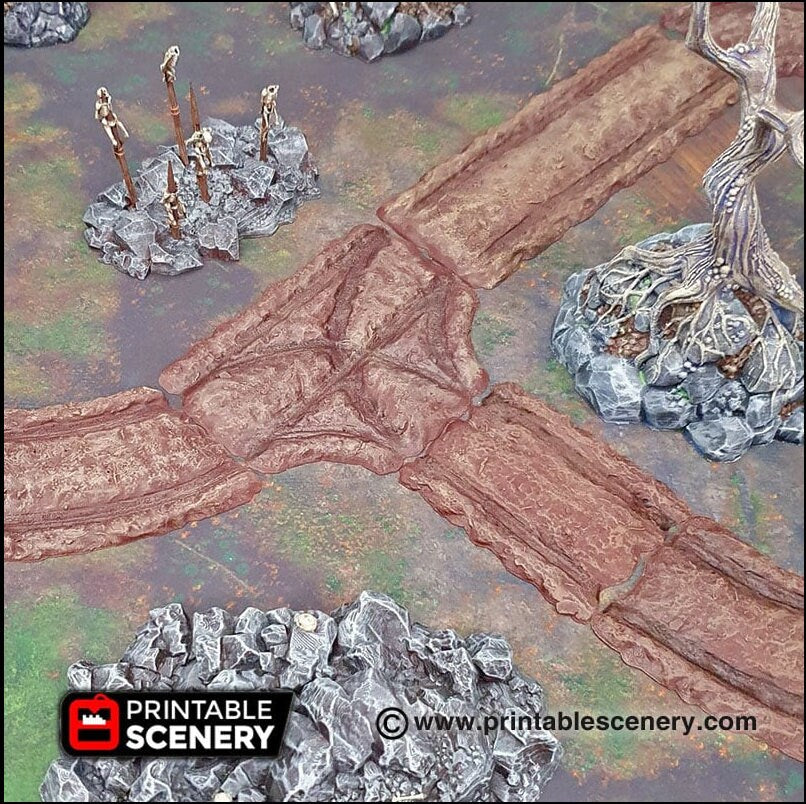 Forest Cart Tracks 12pc - Shadowfey Wilds, DnD 5E, Pathfinder 2E 15mm, 28mm, 32mm, wargaming terrain, scatter scenery, D&D