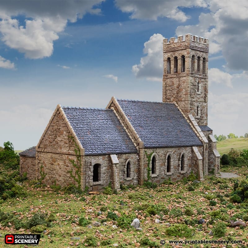 Norman Church - King and Country, DnD 5E, Pathfinder 2E 15mm, 28mm, 32mm, wargaming terrain, scatter scenery D&D medieval classic