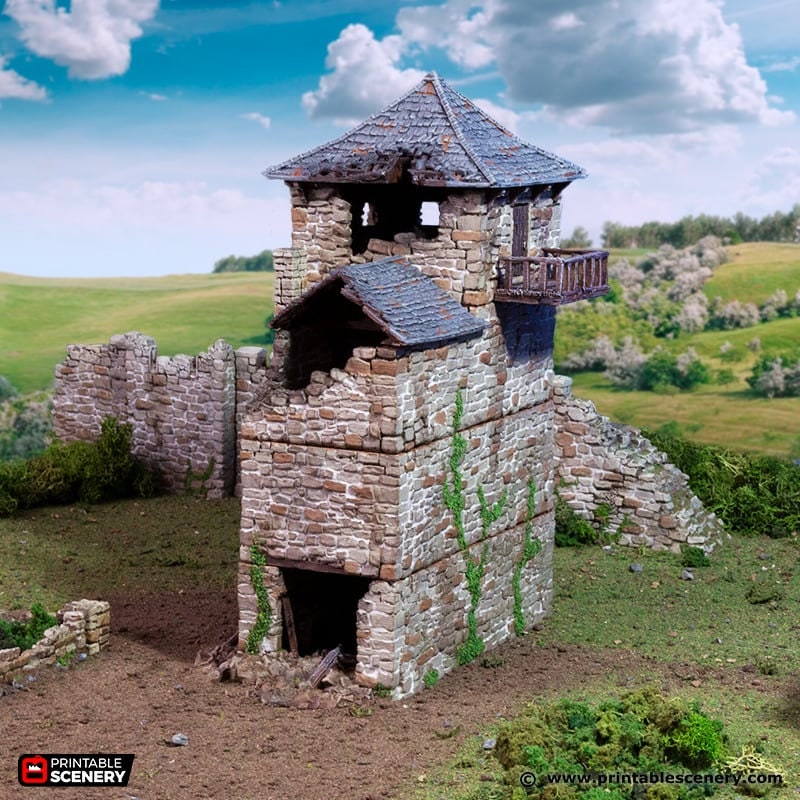 Ruined Black Rock Keep - King and Country, DnD, Pathfinder, 15mm, 28mm, 32mm, wargaming terrain, scatter scenery D&D medieval