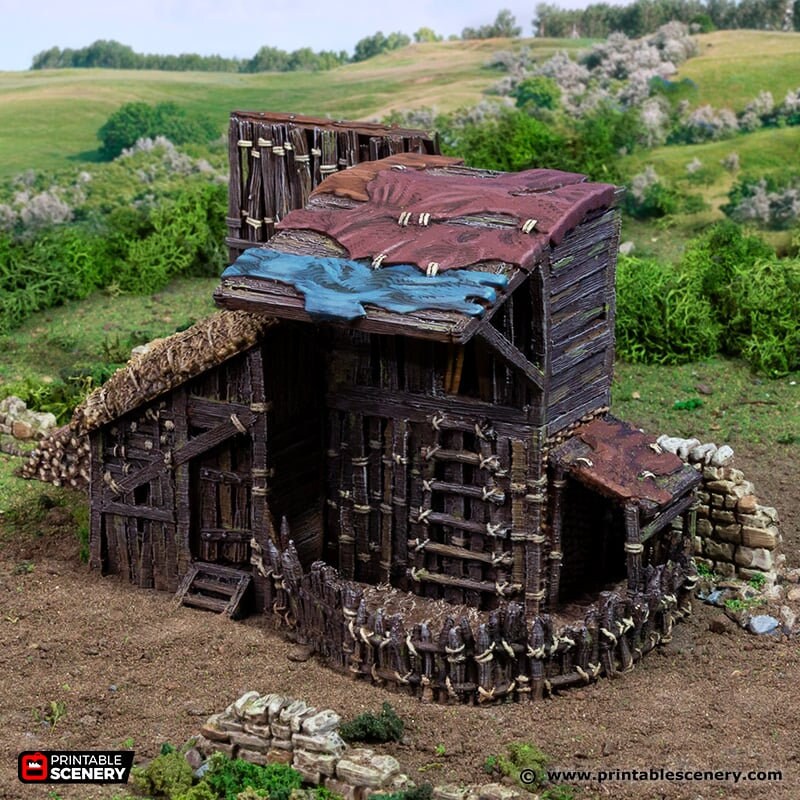 Large Shanty - King and Country, DnD, Pathfinder, 15mm, 28mm, 32mm, wargaming terrain, scatter scenery D&D medieval