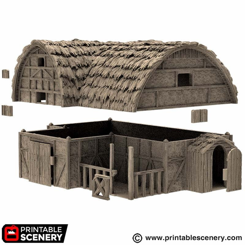 Medieval Country Stables - King and Country, DnD, Pathfinder, 15mm, 28mm, 32mm, wargaming terrain, catter scenery D&D village