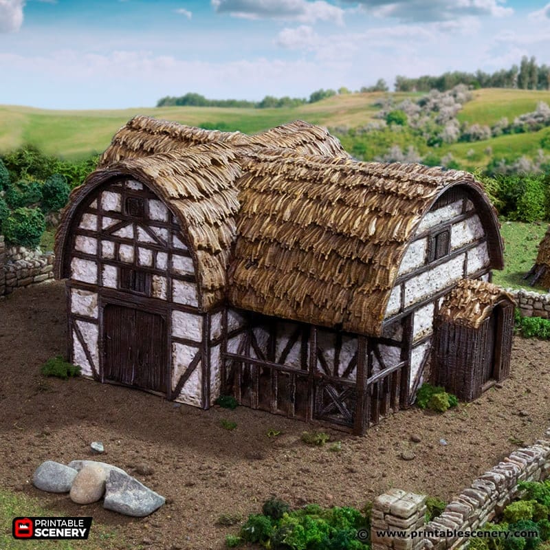 Medieval Country Stables - King and Country, DnD, Pathfinder, 15mm, 28mm, 32mm, wargaming terrain, catter scenery D&D village