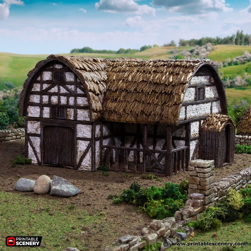 Medieval Country Stables - King and Country, DnD, Pathfinder, 15mm, 28mm, 32mm, wargaming terrain, catter scenery D&D village