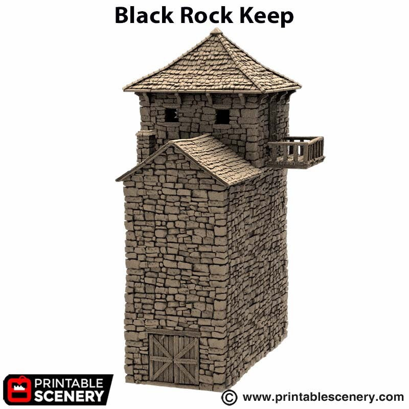 Black Rock Keep - King and Country, DnD, Pathfinder, 15mm, 28mm, 32mm, wargaming terrain, scatter scenery D&D medieval