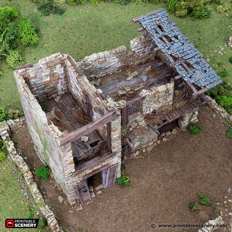 Ruined King Stables - King and Country, DnD, Pathfinder, 15mm, 28mm, 32mm, wargaming terrain, scatter scenery D&D medieval