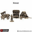 The Grocer - King and Country, DnD 5E, Pathfinder 2E 15mm, 28mm, 32mm, wargaming terrain, scatter scenery, D&D village town