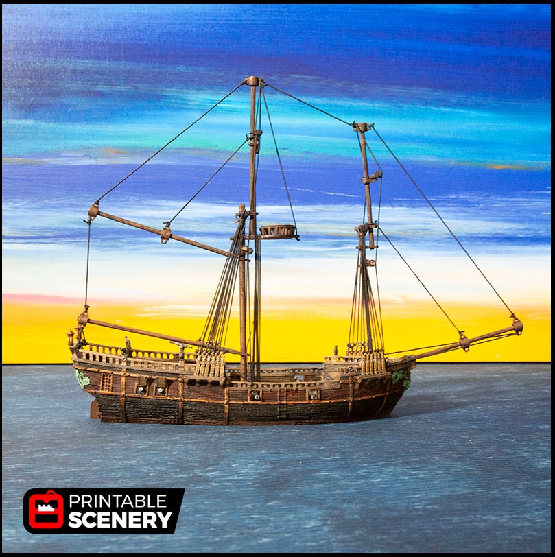 The Brig - The Lost Ships, DnD 5E, Pathfinder 2E 15mm, 28mm, 32mm, wargaming terrain, scatter scenery, D&D age of sail, pirate