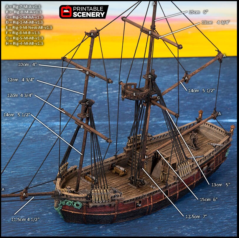 The Brig - The Lost Ships, DnD 5E, Pathfinder 2E 15mm, 28mm, 32mm, wargaming terrain, scatter scenery, D&D age of sail, pirate