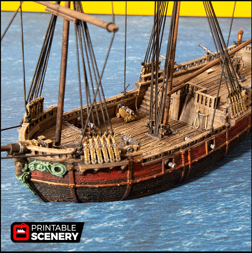 The Brig - The Lost Ships, DnD 5E, Pathfinder 2E 15mm, 28mm, 32mm, wargaming terrain, scatter scenery, D&D age of sail, pirate