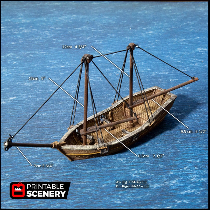 The Skiff - The Lost Ships, DnD 5E, Pathfinder 2E 15mm, 28mm, 32mm, wargaming terrain, scatter scenery, D&D age of sail, pirate