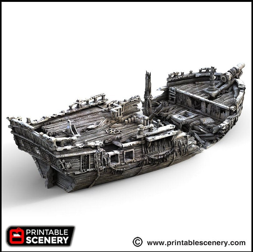 The Wreck - The Lost Ships, DnD 5E, Pathfinder 2E 15mm, 28mm, 32mm, wargaming terrain, scatter scenery, D&D age of sail pirate