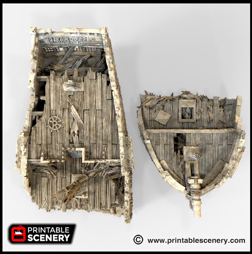 The Wreck - The Lost Ships, DnD 5E, Pathfinder 2E 15mm, 28mm, 32mm, wargaming terrain, scatter scenery, D&D age of sail pirate