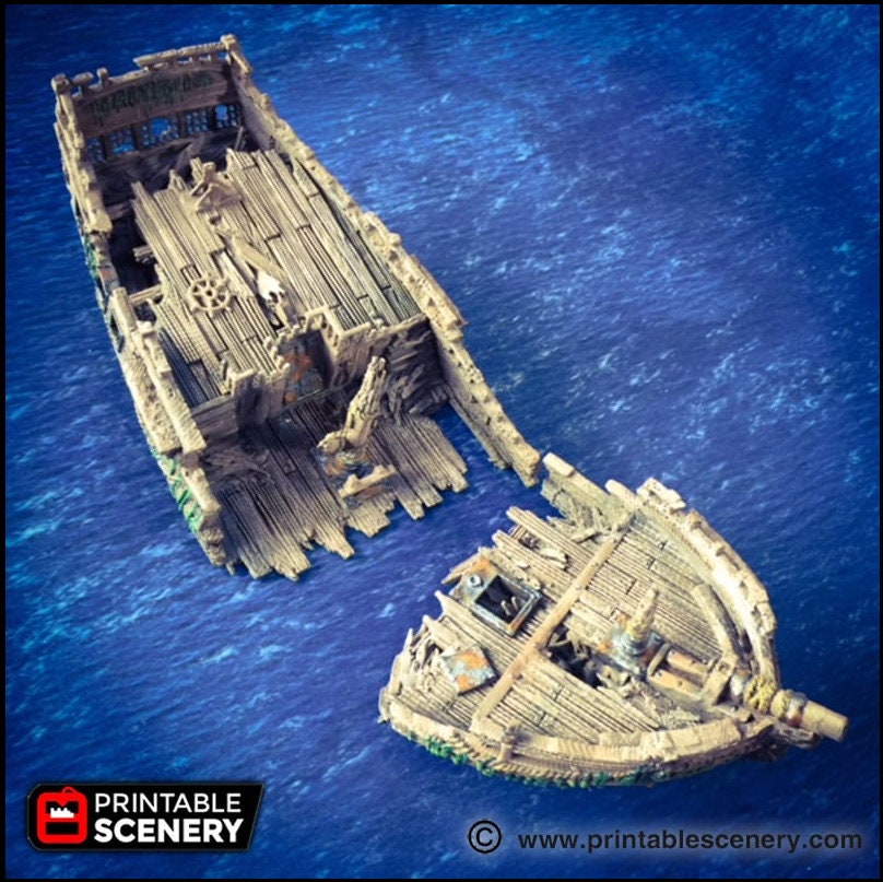 The Wreck - The Lost Ships, DnD 5E, Pathfinder 2E 15mm, 28mm, 32mm, wargaming terrain, scatter scenery, D&D age of sail pirate