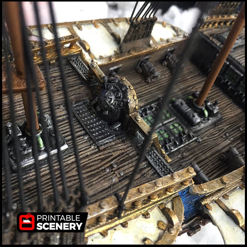 Flying Frigate - The Lost Ships, DnD 5E, Pathfinder 2E 15mm 28mm 32mm, wargaming terrain, scatter scenery, D&D age of sail pirate