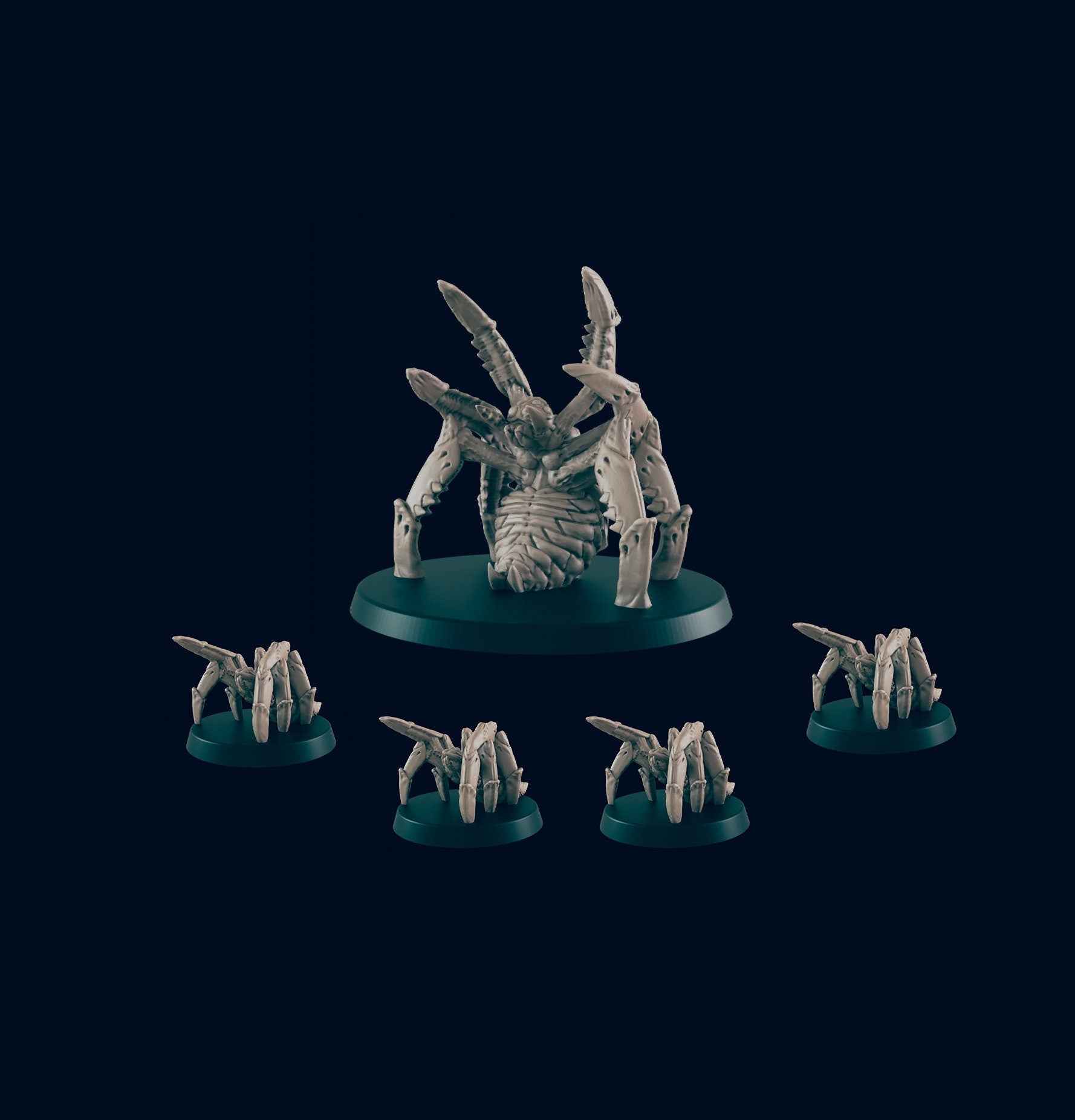5 Spider Miniature Pack - EC3D | DnD | Monster | Large | Big | Underdark | 32mm | Pathfinder | commoner | TTRPG | Wargaming | Mountain
