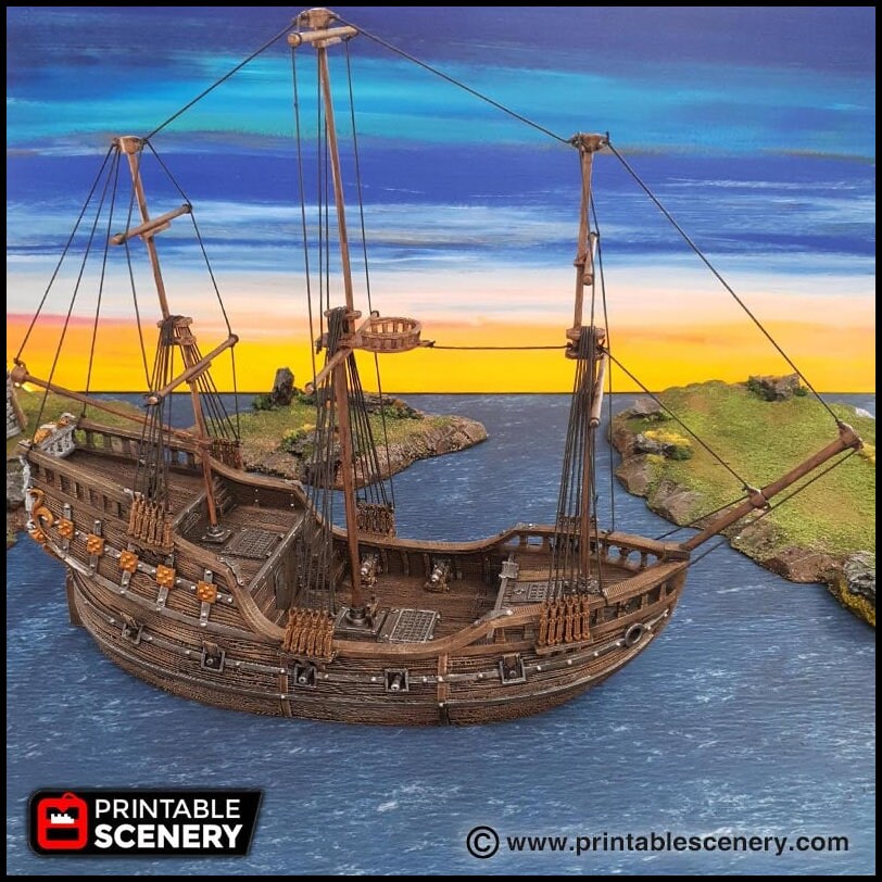 The Fluyt - The Lost Ships, DnD 5E, Pathfinder 2E 15mm 28mm 32mm, wargaming terrain, scatter scenery, D&D age of sail pirate