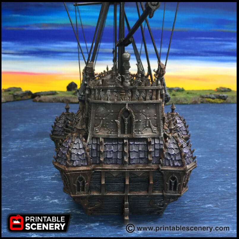 The Black Ship - The Lost Ships, DnD 5E, Pathfinder 2E 15mm 28mm 32mm, wargaming terrain, scatter scenery, D&D age of sail pirate