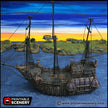 The Black Ship - The Lost Ships, DnD 5E, Pathfinder 2E 15mm 28mm 32mm, wargaming terrain, scatter scenery, D&D age of sail pirate
