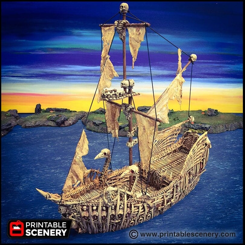 The Undead Fluyt - The Lost Ships, DnD 5E, Pathfinder 2E 15mm 28mm 32mm, wargaming terrain, scatter scenery D&D age of sail pirate