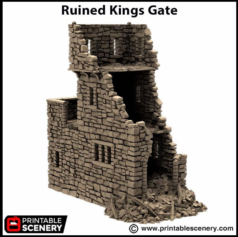 Ruined Kings Gate - King and Country, DnD, Pathfinder, 15mm, 28mm, 32mm, wargaming terrain, scatter scenery D&D medieval