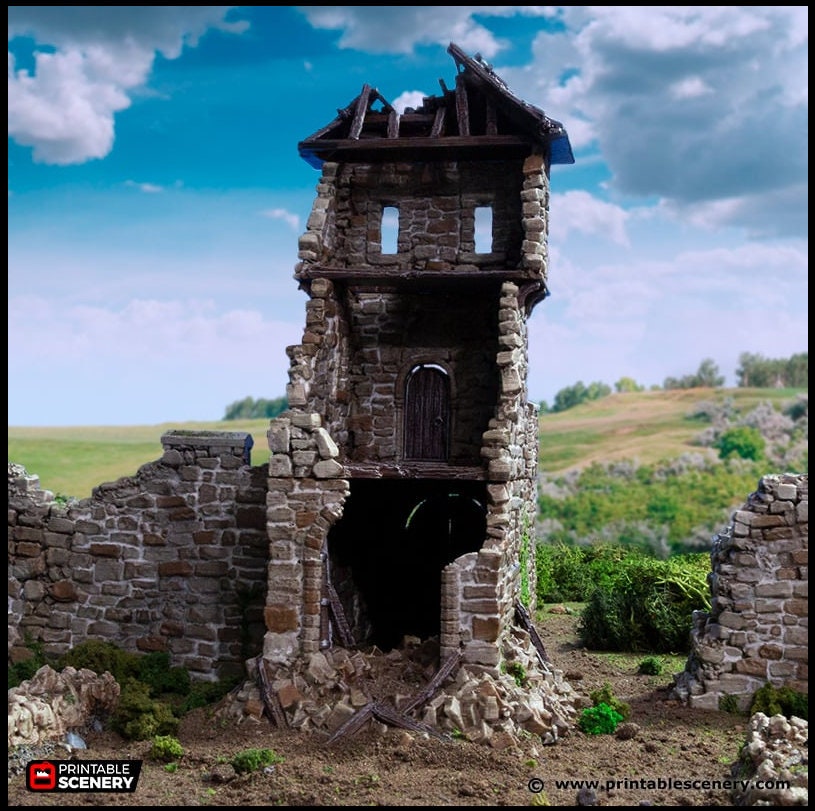 Ruined Kings Gate - King and Country, DnD, Pathfinder, 15mm, 28mm, 32mm, wargaming terrain, scatter scenery D&D medieval