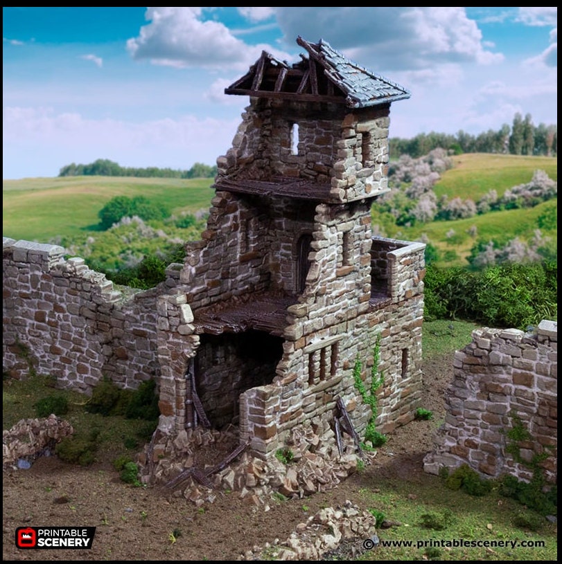 Ruined Kings Gate - King and Country, DnD, Pathfinder, 15mm, 28mm, 32mm, wargaming terrain, scatter scenery D&D medieval