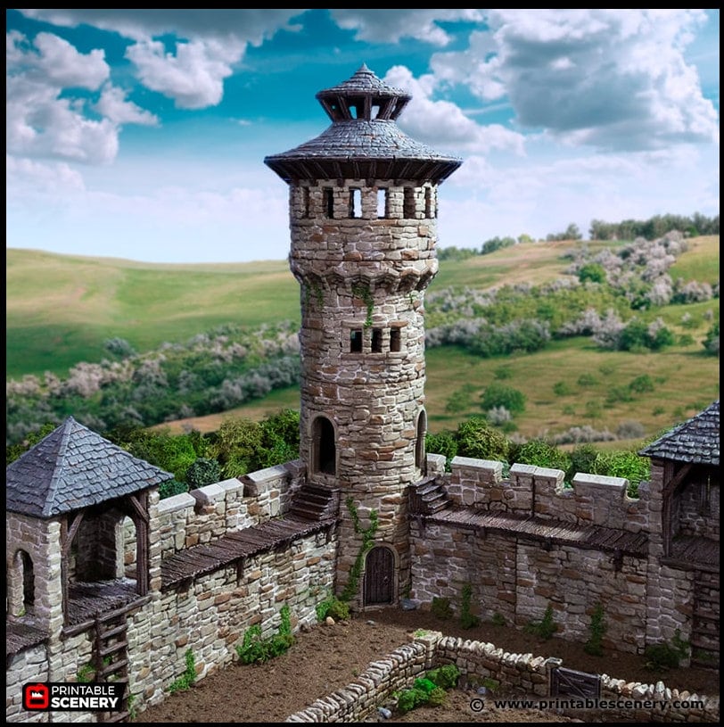 King's Round Tower - King and Country, DnD, Pathfinder, 15mm, 28mm, 32mm, wargaming terrain, scatter scenery D&D medieval castle