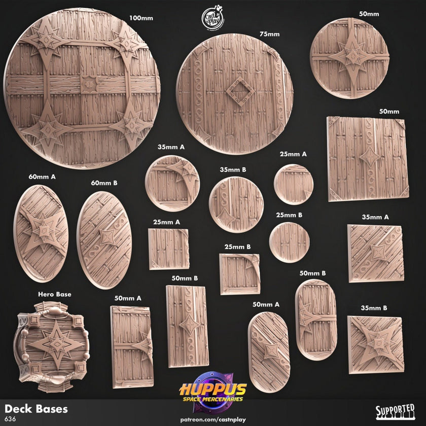 Deck Bases - Resin Miniature Bases - CnP | DnD Miniature | 25mm | 30mm | 35mm | 50mm | 60mm, Basing | Base | Mini | Pathfinder