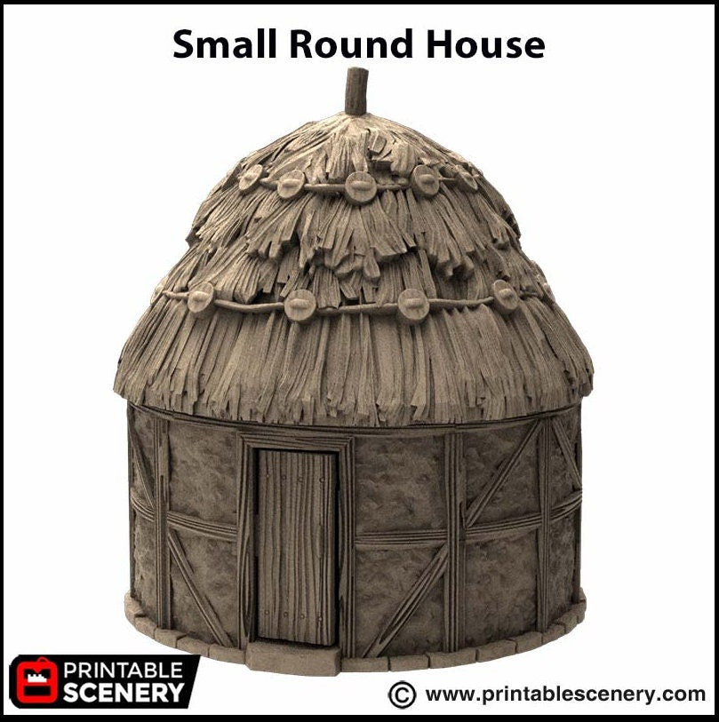 Small Round House - King and Country, DnD, Pathfinder, 15mm, 28mm, 32mm, wargaming terrain, scatter scenery D&D medieval