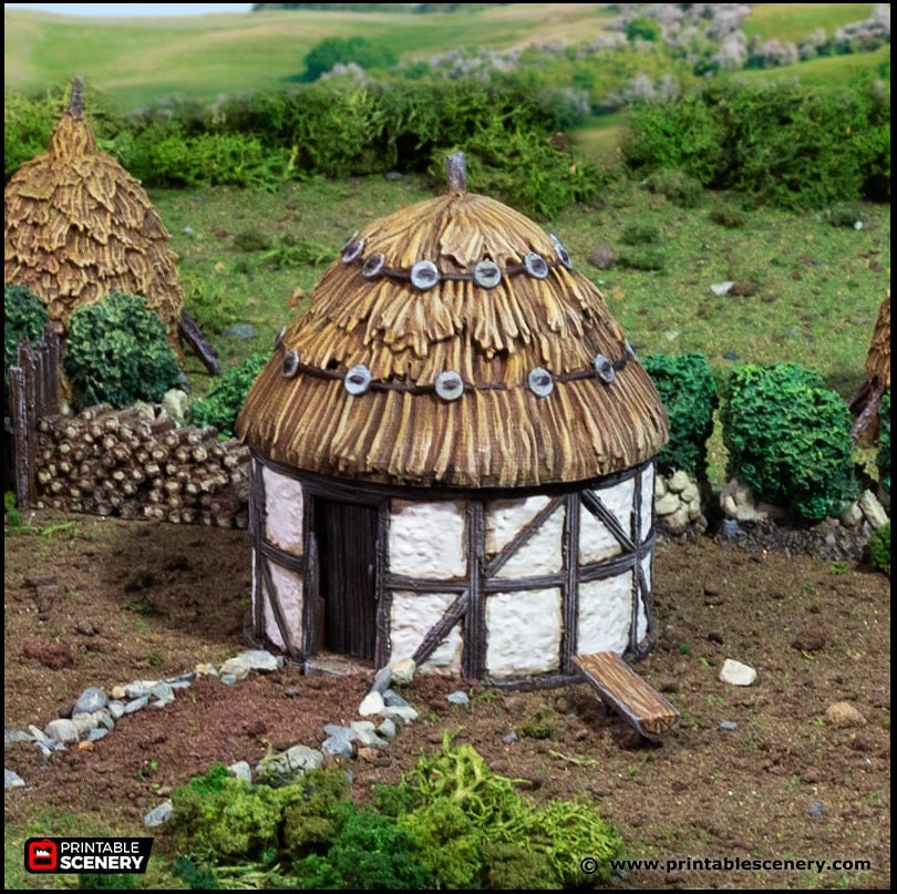 Small Round House - King and Country, DnD, Pathfinder, 15mm, 28mm, 32mm, wargaming terrain, scatter scenery D&D medieval
